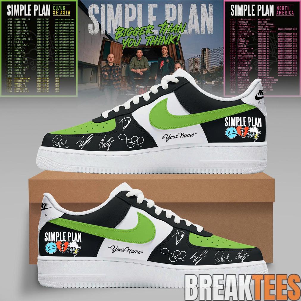 Simple Plan Bigger Than You Think Tour Air Force 1 Shoes Unisex T-shirt, Sweatshirt, Hoodie, Long Sleeve Tee - T-Shirt, Sweatshirt, Hoodie