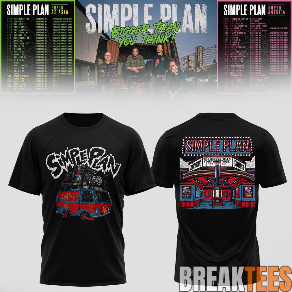 Simple Plan Bigger Than You Think Tour Limited Edition 3D Shirt Unisex T-shirt, Sweatshirt, Hoodie, Long Sleeve Tee - T-Shirt, Sweatshirt, Hoodie