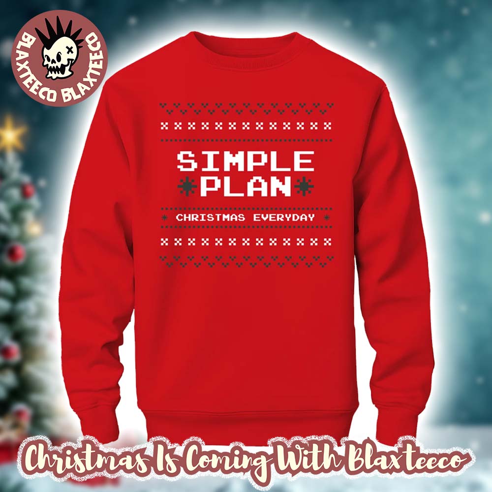 Simple Plan Christmas Everyday Knit Xmas Red Ugly Sweater 2025 Unisex T-shirt, Sweatshirt, Hoodie, Long Sleeve Tee - T-Shirt, Sweatshirt, Hoodie