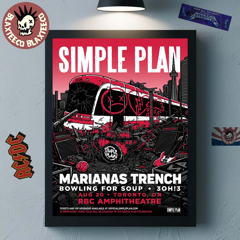 Simple Plan Toronto Ontario 2026 Event Poster At RBC Amphitheatre On August 20 2026 Home Decor Poster Canvas - T-Shirt, Sweatshirt, Hoodie