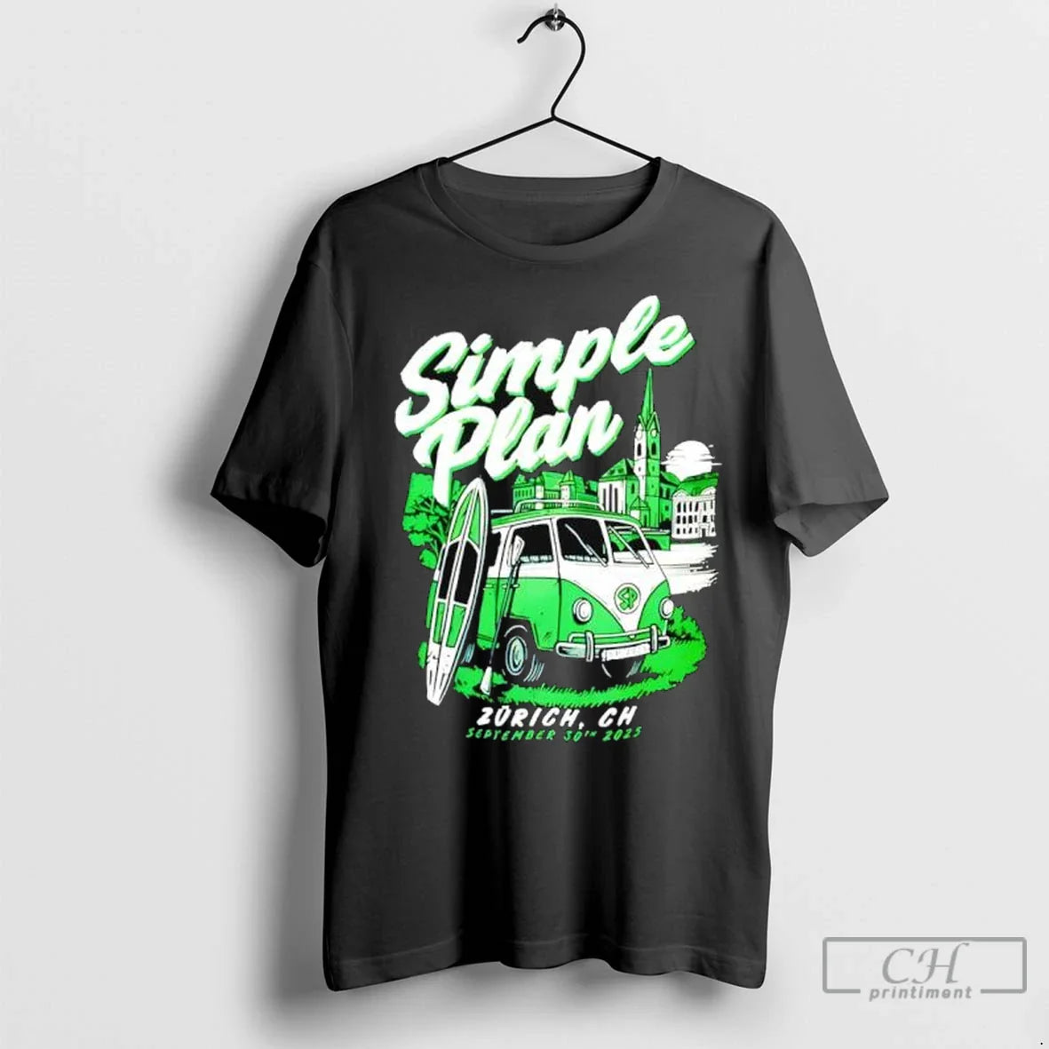 Simple Plan Zurich Ch September 30 2025 Concert T Shirts Unisex T-shirt, Sweatshirt, Hoodie, Long Sleeve Tee - T-Shirt, Sweatshirt, Hoodie
