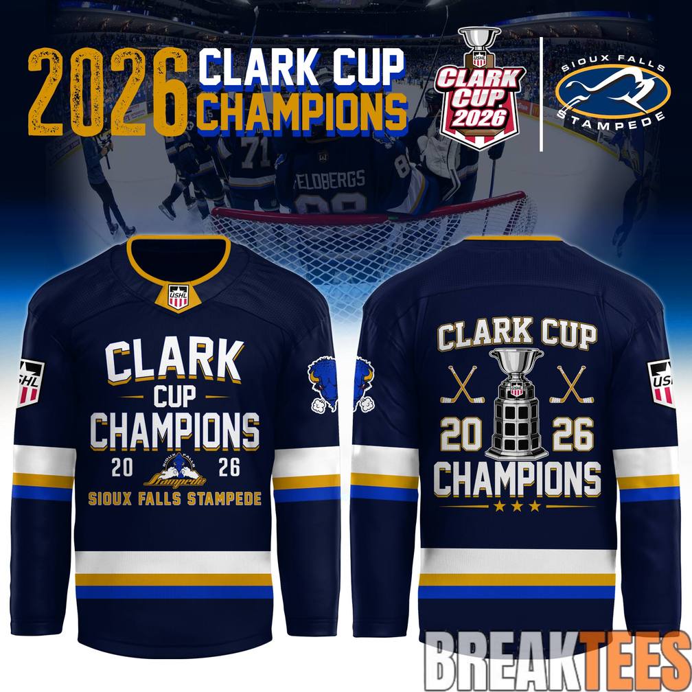 Sioux Falls Stampede 2026 USHL Clark Cup Champions Jersey Limited Edition Unisex T-shirt, Sweatshirt, Hoodie, Long Sleeve Tee - T-Shirt, Sweatshirt, Hoodie