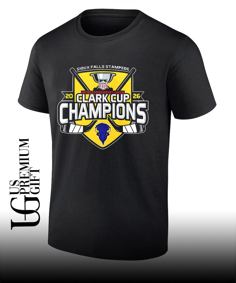 Sioux Falls Stampede Clark Cup Champions 2026 shirt Unisex T-shirt, Sweatshirt, Hoodie, Long Sleeve Tee - T-Shirt, Sweatshirt, Hoodie