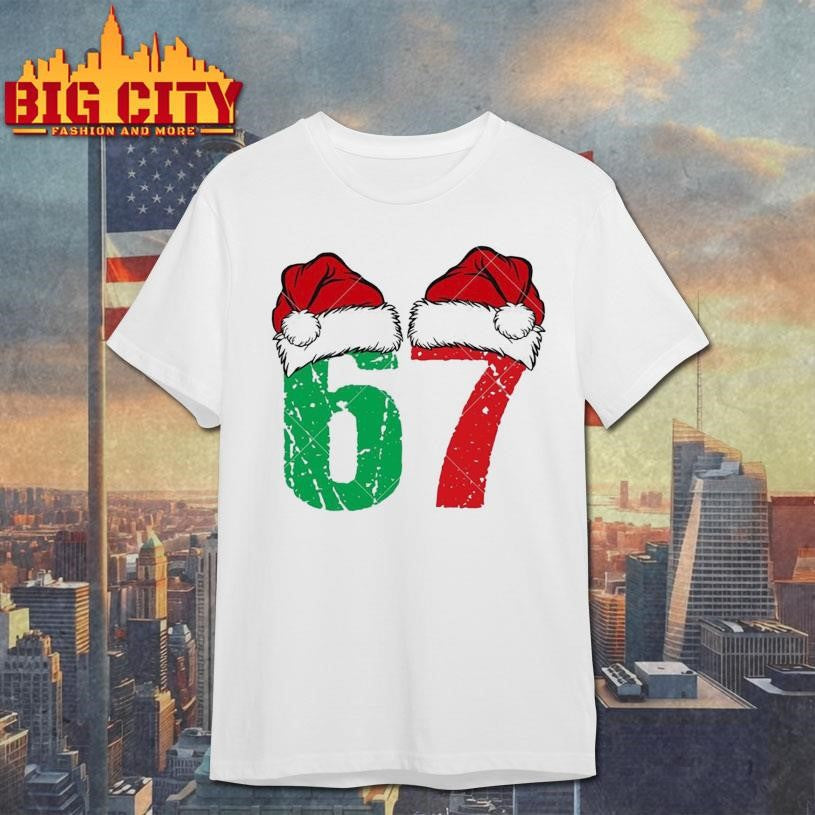 Six Seven Santa Hat Shirt Unisex T-shirt, Sweatshirt, Hoodie, Long Sleeve Tee - T-Shirt, Sweatshirt, Hoodie