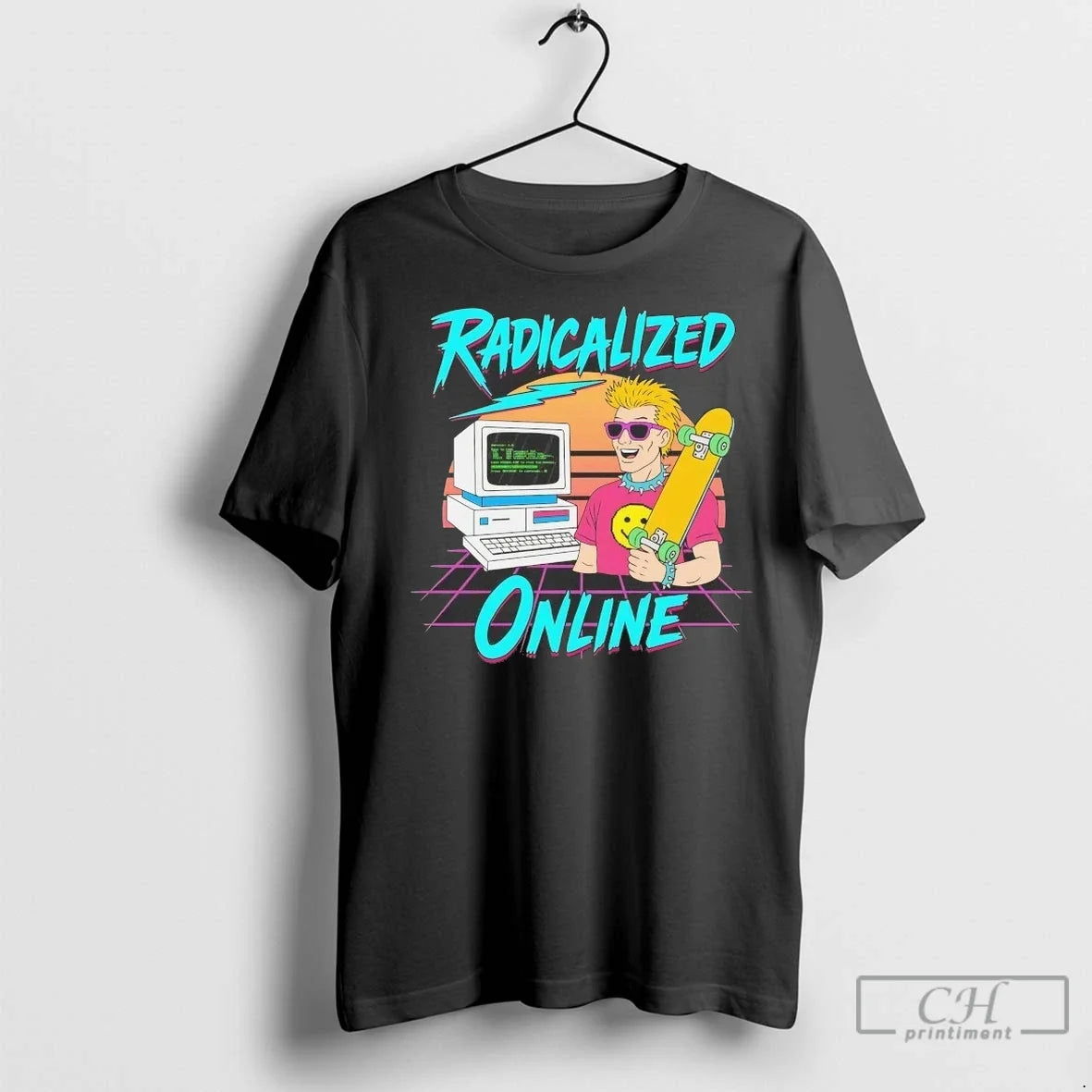 Skating Boy Radicalized Online Retro 80s T Shirts Unisex T-shirt, Sweatshirt, Hoodie, Long Sleeve Tee - T-Shirt, Sweatshirt, Hoodie