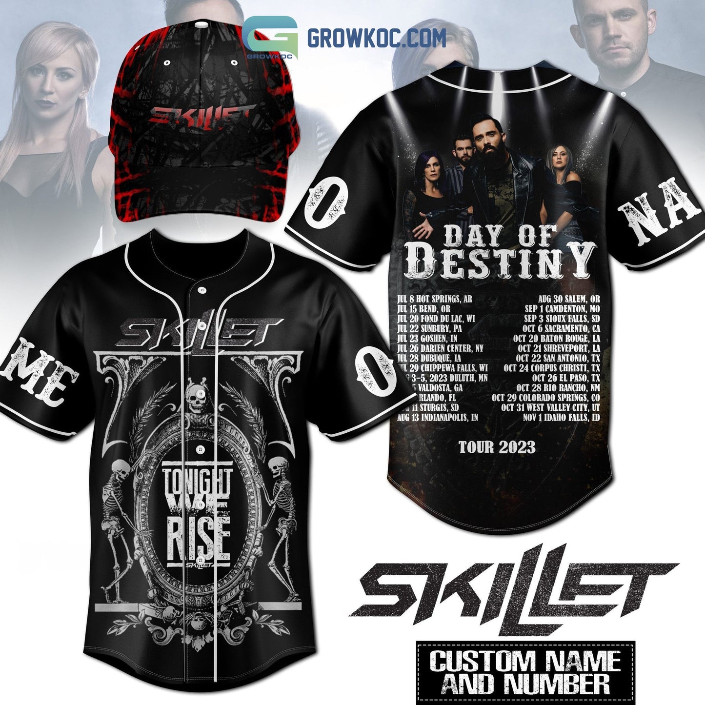 Skillet Day Of Destiny Tour 2023 Personalized Baseball Jersey baseball jersey product view 1
