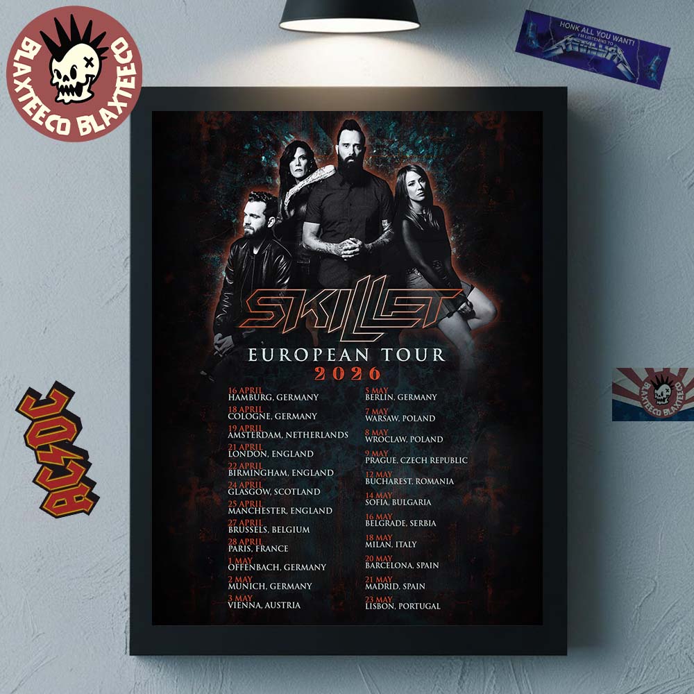 Skillet European Tour 2026 Schedule Dates Home Decor Poster Canvas Unisex T-shirt, Sweatshirt, Hoodie, Long Sleeve Tee - T-Shirt, Sweatshirt, Hoodie