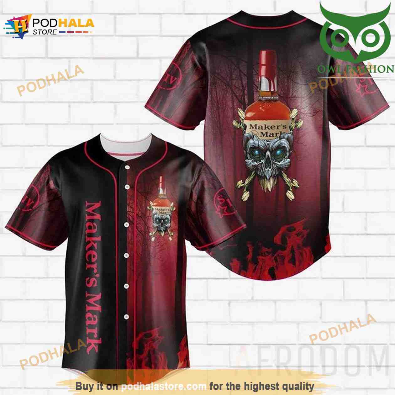 Skull Fire Makers Mark 3D Baseball Jersey baseball jersey product view 1