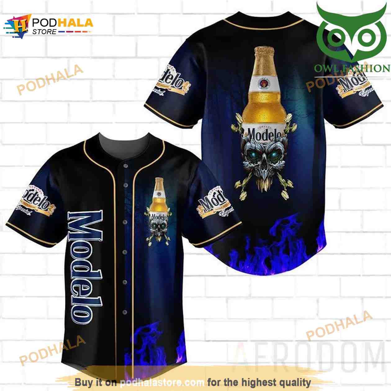 Skull Fire Modelo 3D Baseball Jersey baseball jersey product view 1