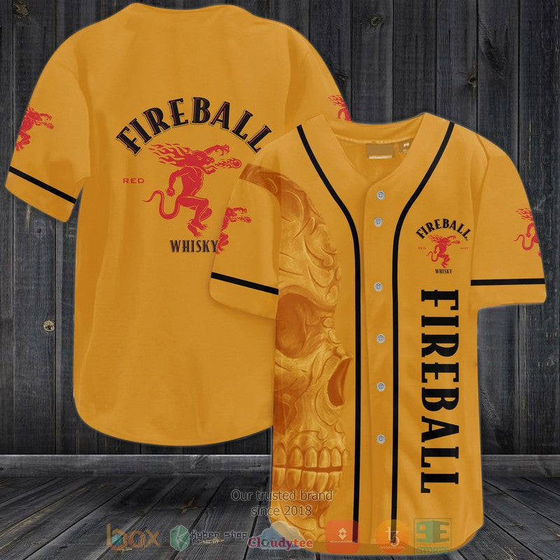 Skull Fireball Cinnamon Whisky medium amber Baseball shirt baseball jersey product view 1
