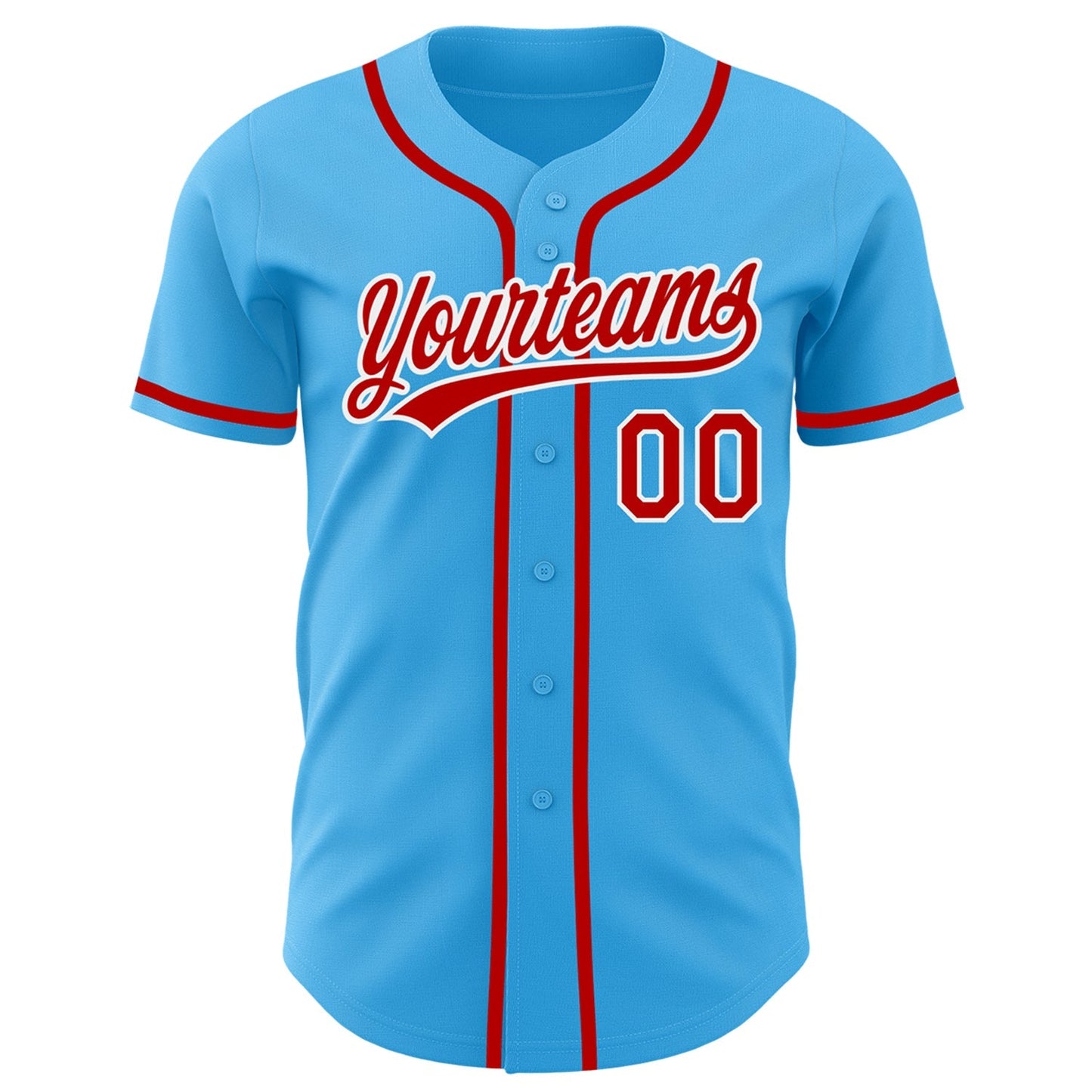 Custom Sky Blue Red-White Authentic Baseball Jersey baseball jersey product view 2