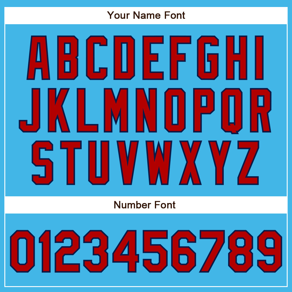 Custom Sky Blue Red-Navy Authentic Baseball Jersey baseball jersey product view 5