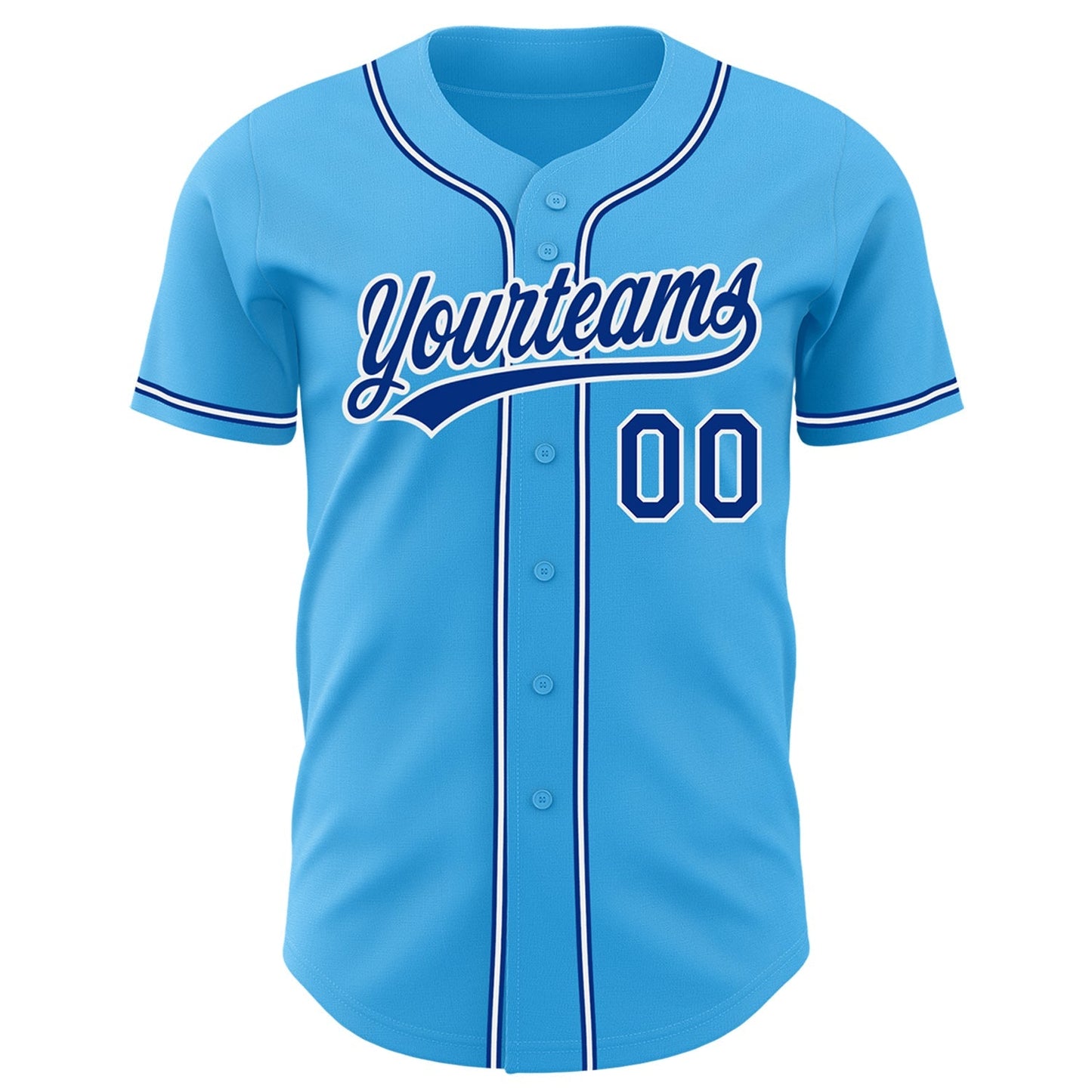 Custom Sky Blue Royal-White Authentic Baseball Jersey baseball jersey product view 2