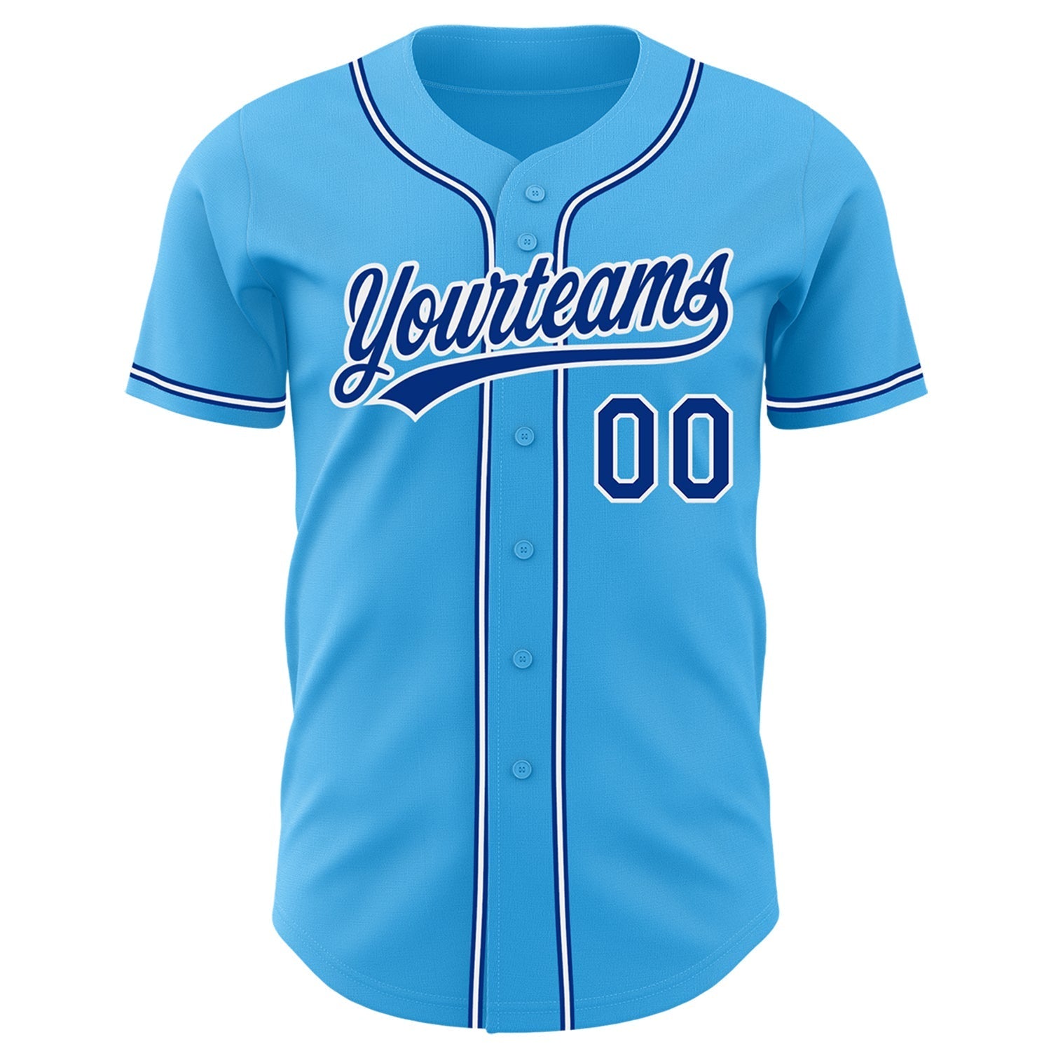 Custom Sky Blue Royal-White Authentic Baseball Jersey baseball jersey product view 2