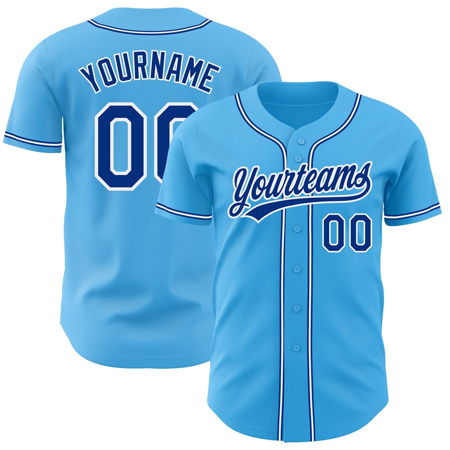 Custom Sky Blue Royal-White Authentic Baseball Jersey baseball jersey product view 1