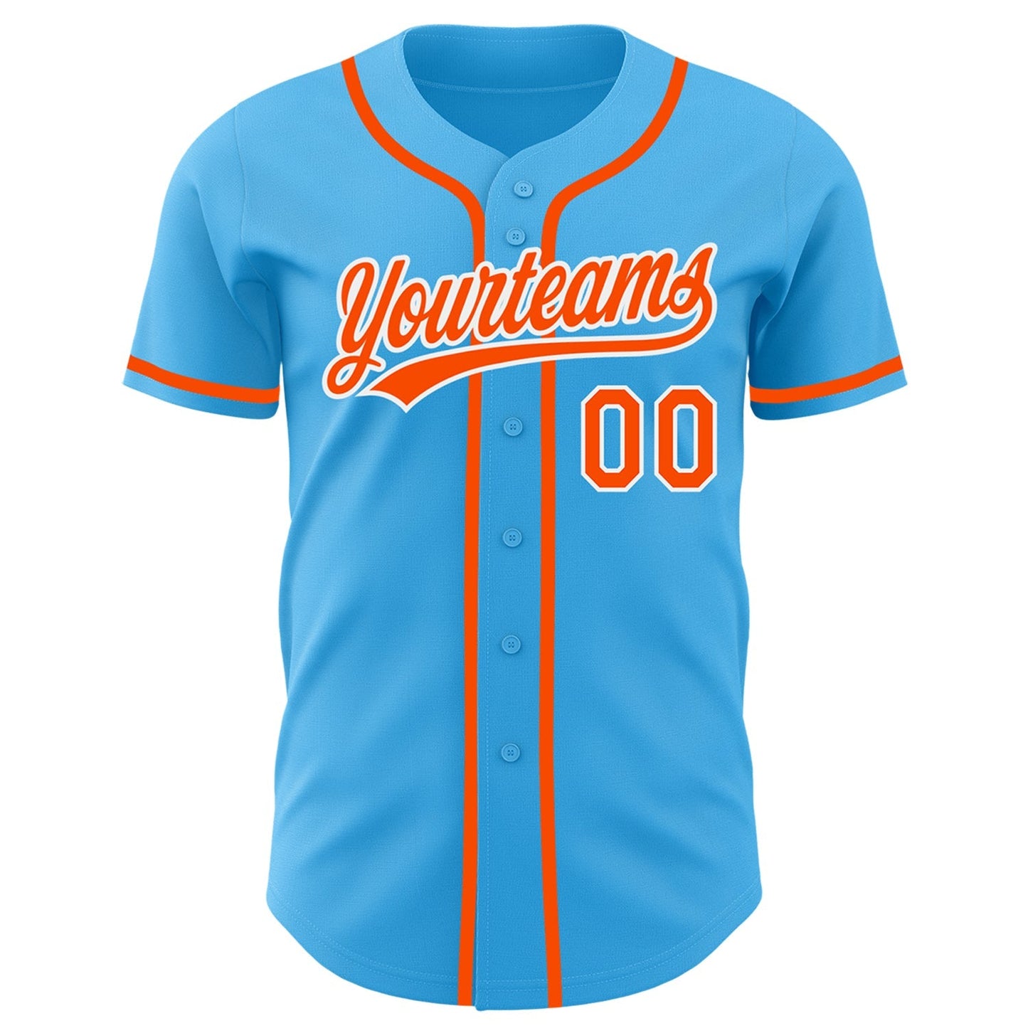 Custom Sky Blue Orange-White Authentic Baseball Jersey baseball jersey product view 2