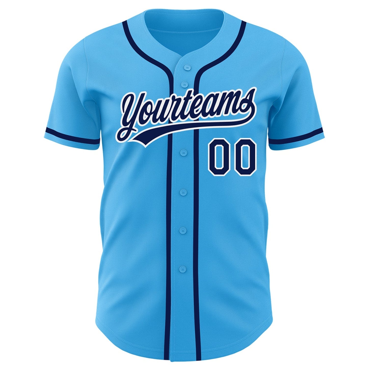 Custom Sky Blue Navy-White Authentic Baseball Jersey baseball jersey product view 2