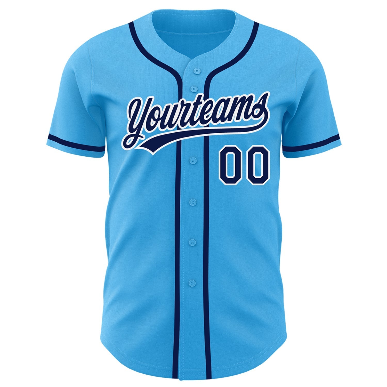 Custom Sky Blue Navy-White Authentic Baseball Jersey baseball jersey product view 2