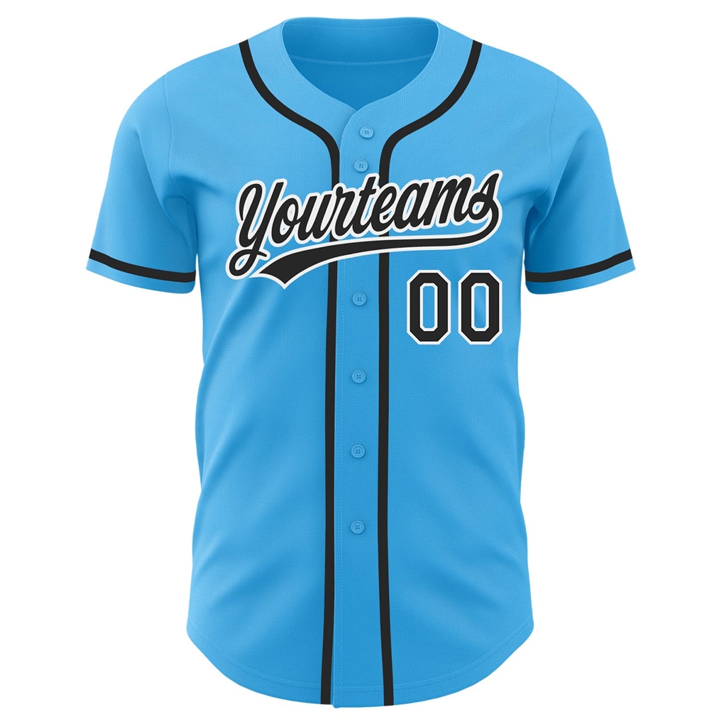 Custom Sky Blue Black-White Authentic Baseball Jersey baseball jersey product view 2