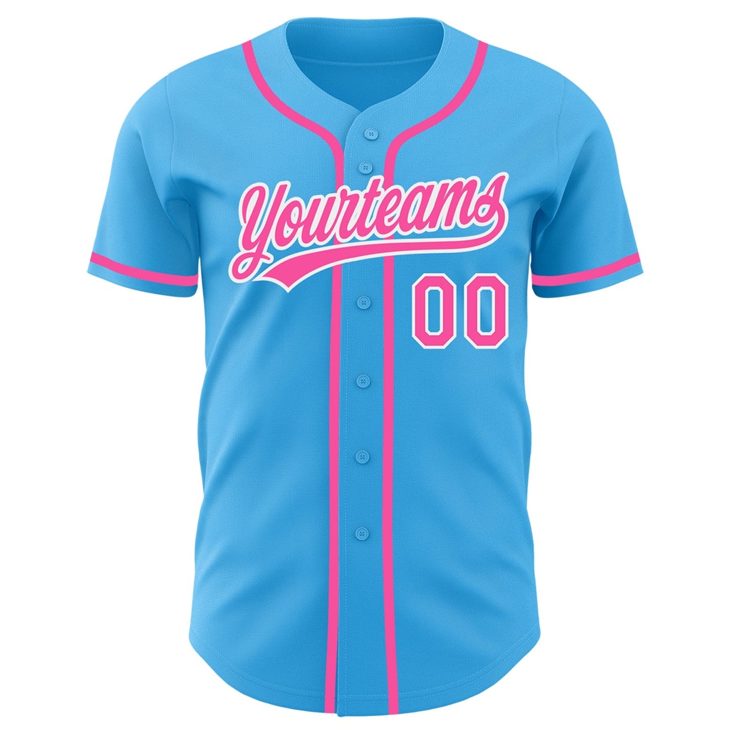 Custom Sky Blue Pink-White Authentic Baseball Jersey baseball jersey product view 2