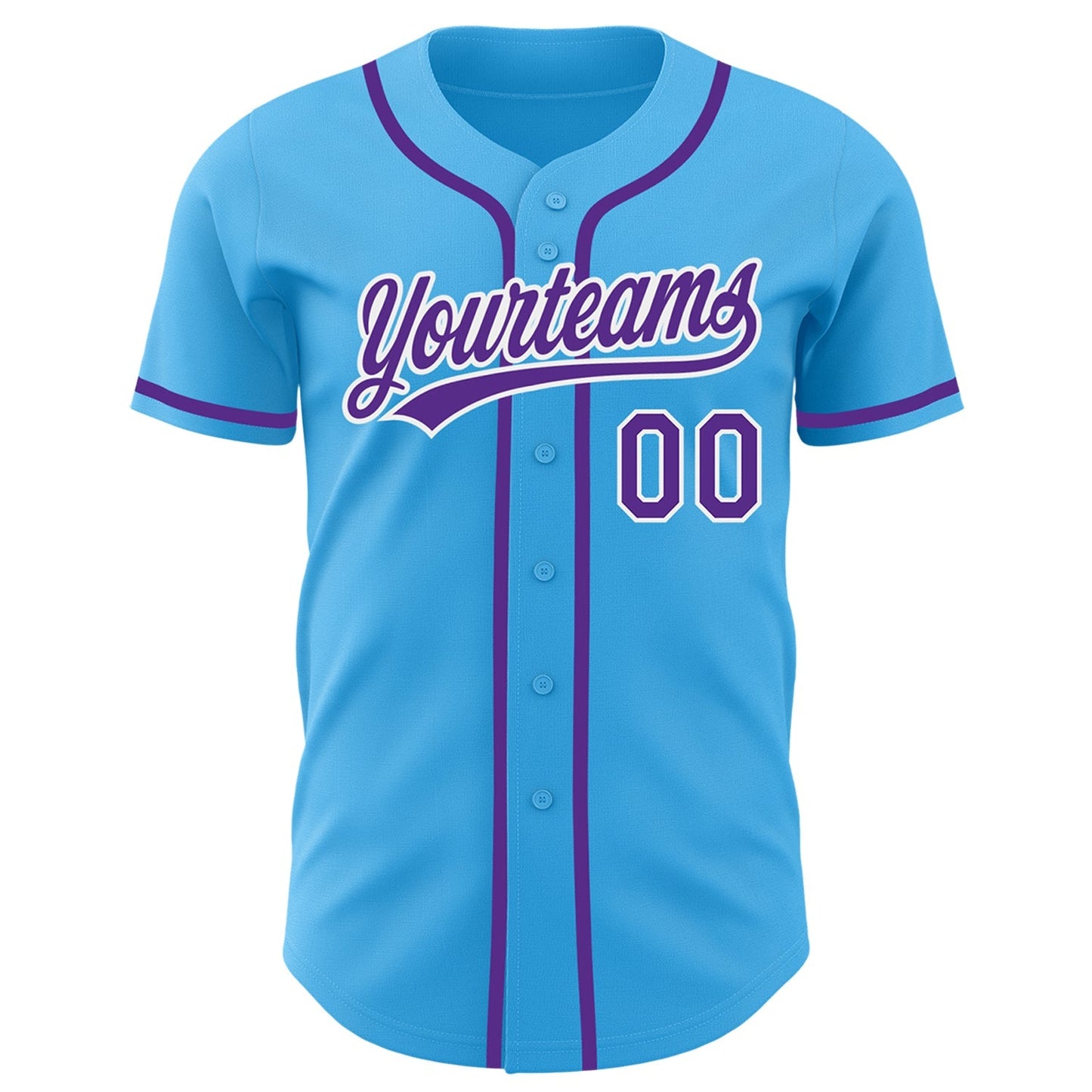 Custom Sky Blue Purple-White Authentic Baseball Jersey baseball jersey product view 2
