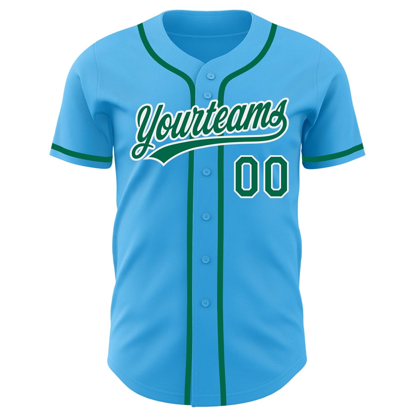 Custom Sky Blue Kelly Green-White Authentic Baseball Jersey baseball jersey product view 2