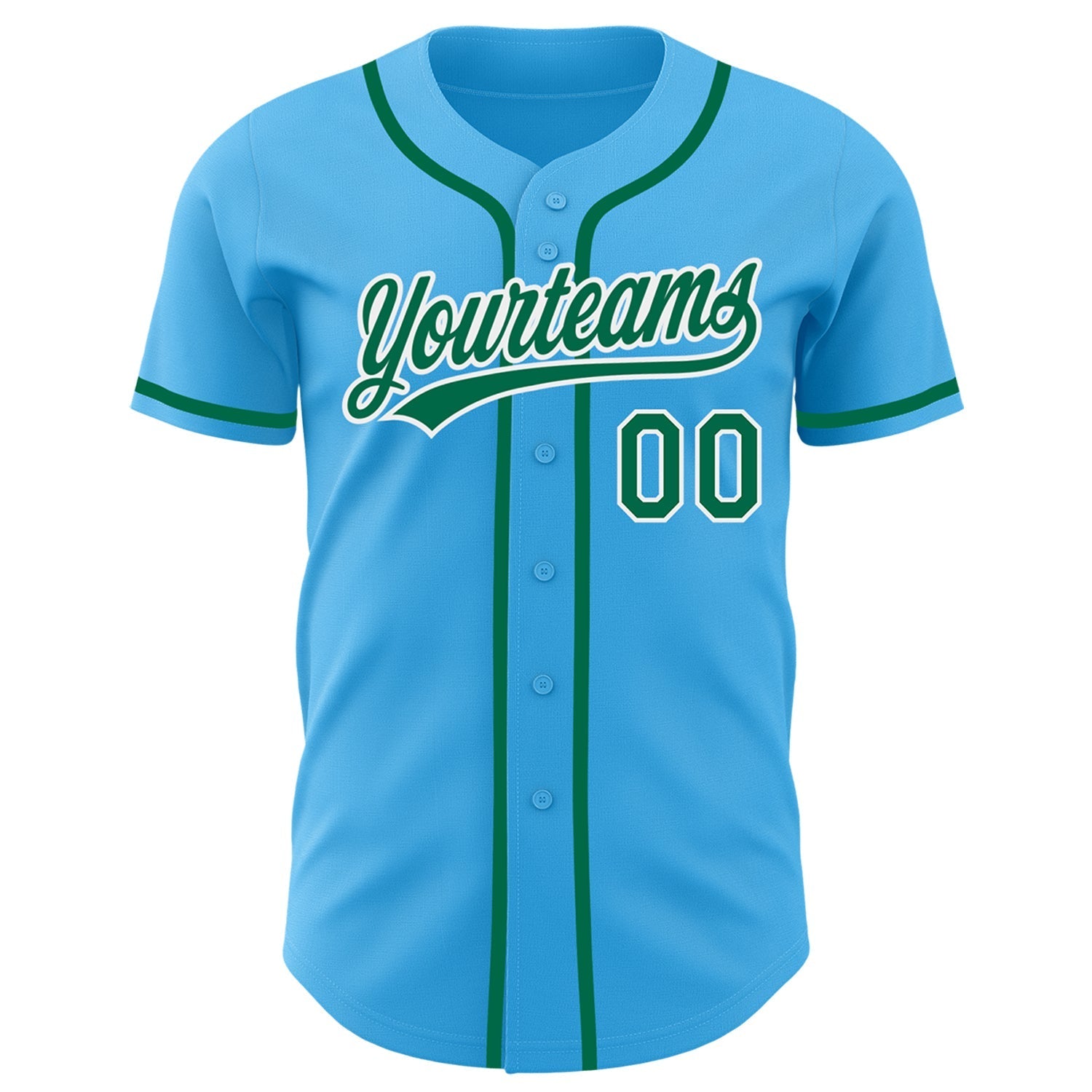 Custom Sky Blue Kelly Green-White Authentic Baseball Jersey baseball jersey product view 2