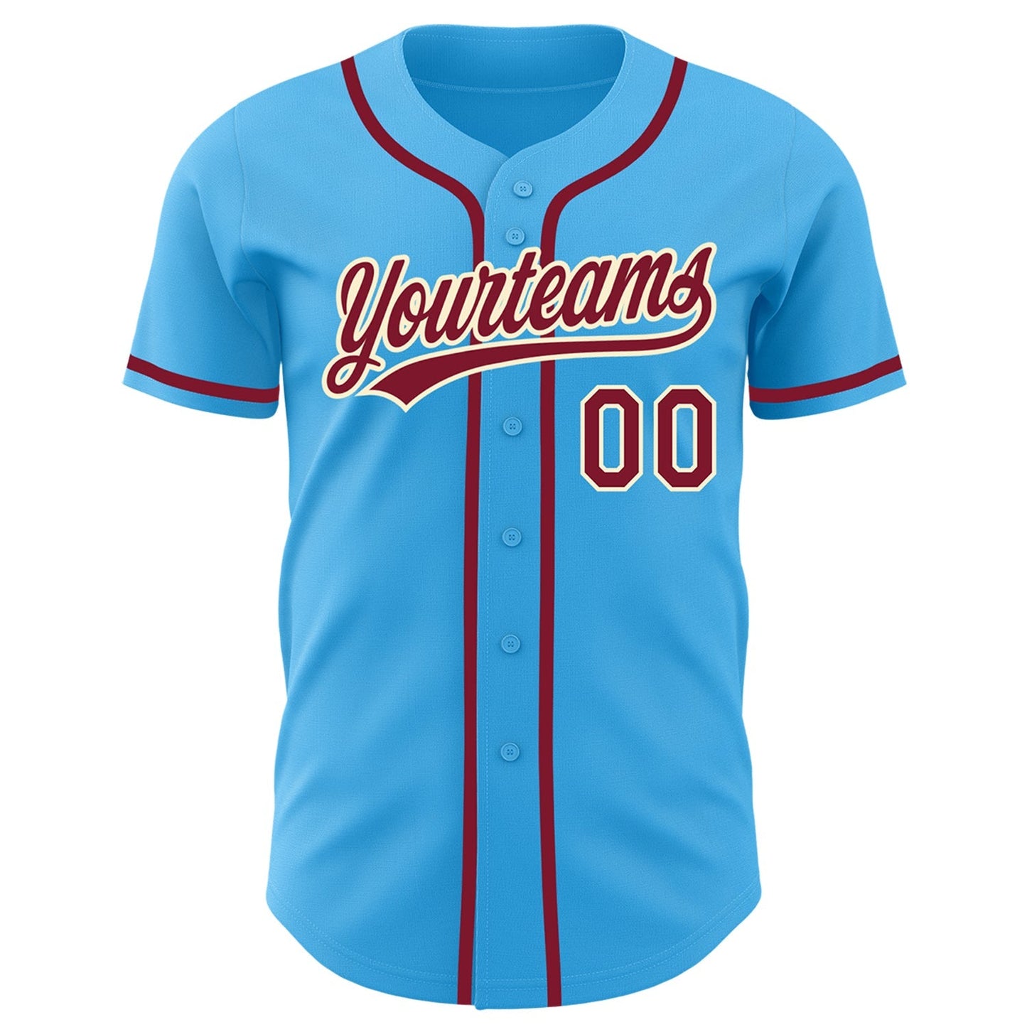 Custom Sky Blue Crimson-Cream Authentic Baseball Jersey baseball jersey product view 2