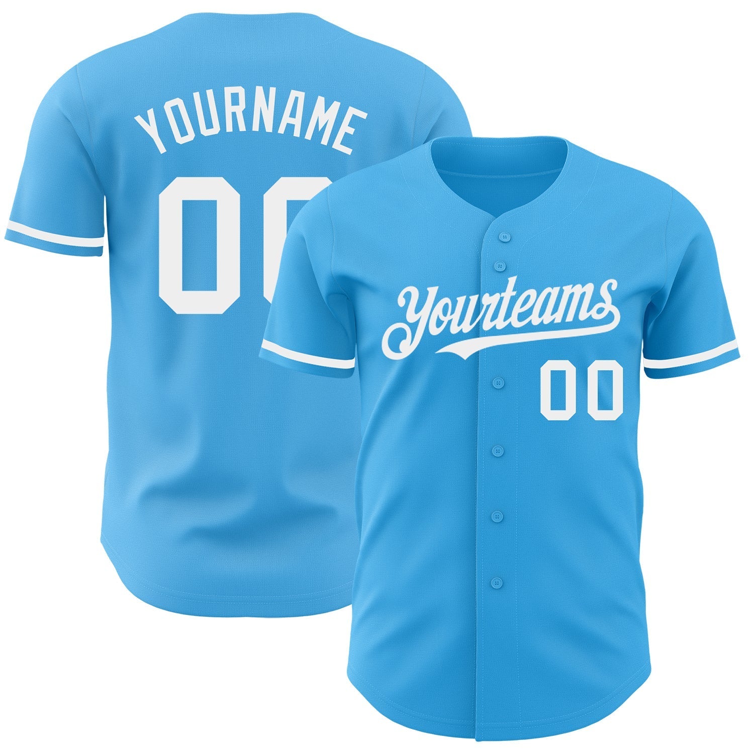 Custom Sky Blue White Authentic Baseball Jersey baseball jersey product view 1