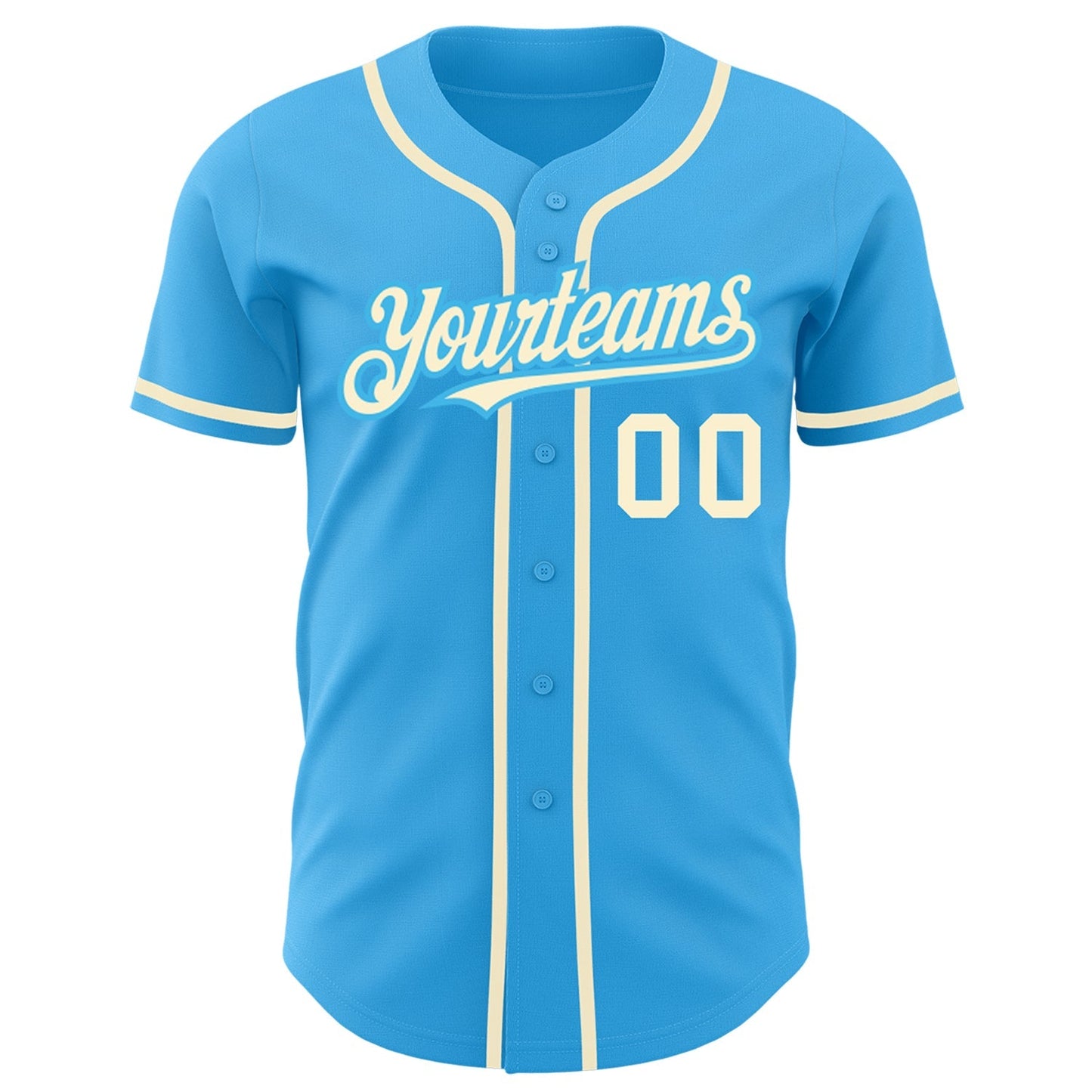 Custom Sky Blue Cream Authentic Baseball Jersey baseball jersey product view 2