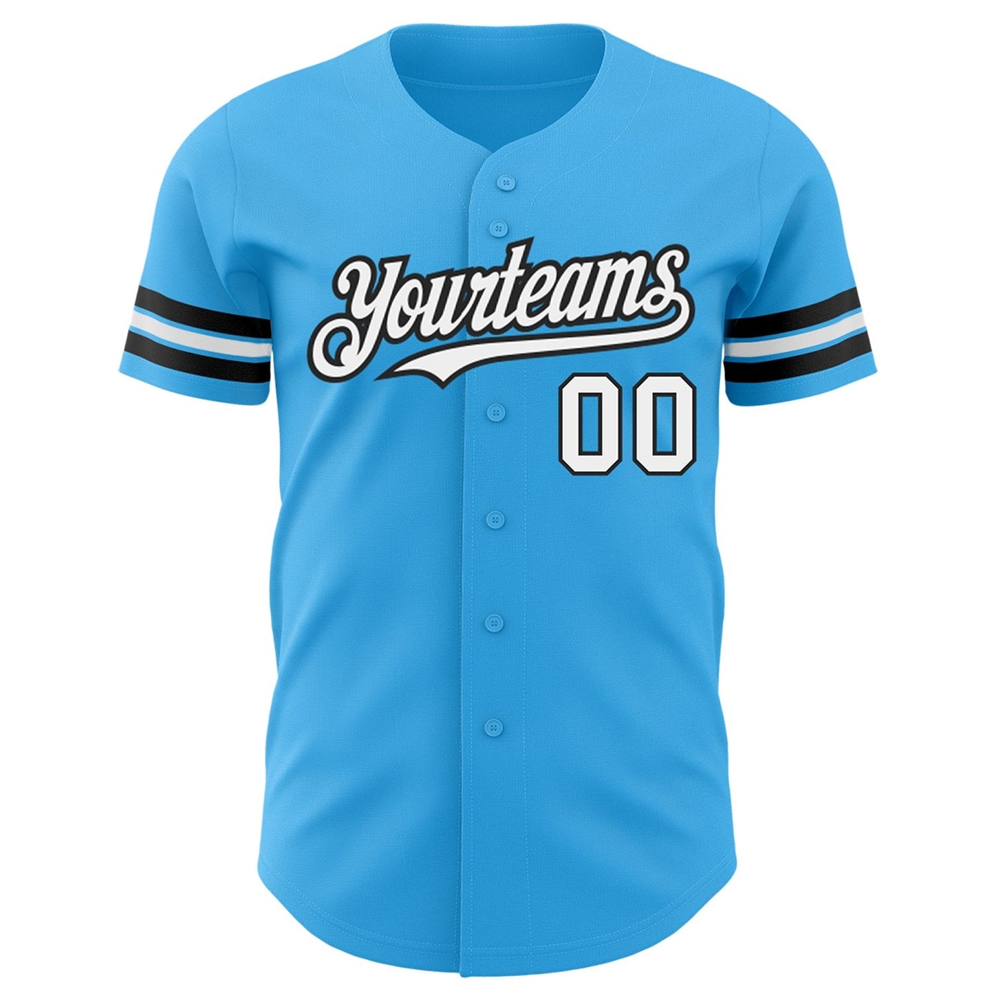 Custom Sky Blue White-Black Authentic Baseball Jersey baseball jersey product view 2
