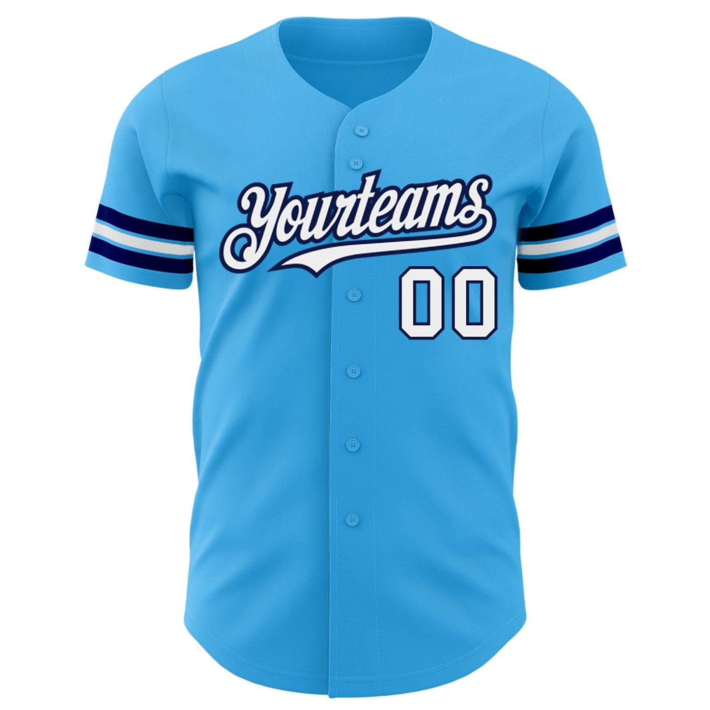 Custom Sky Blue White-Navy Authentic Baseball Jersey baseball jersey product view 2