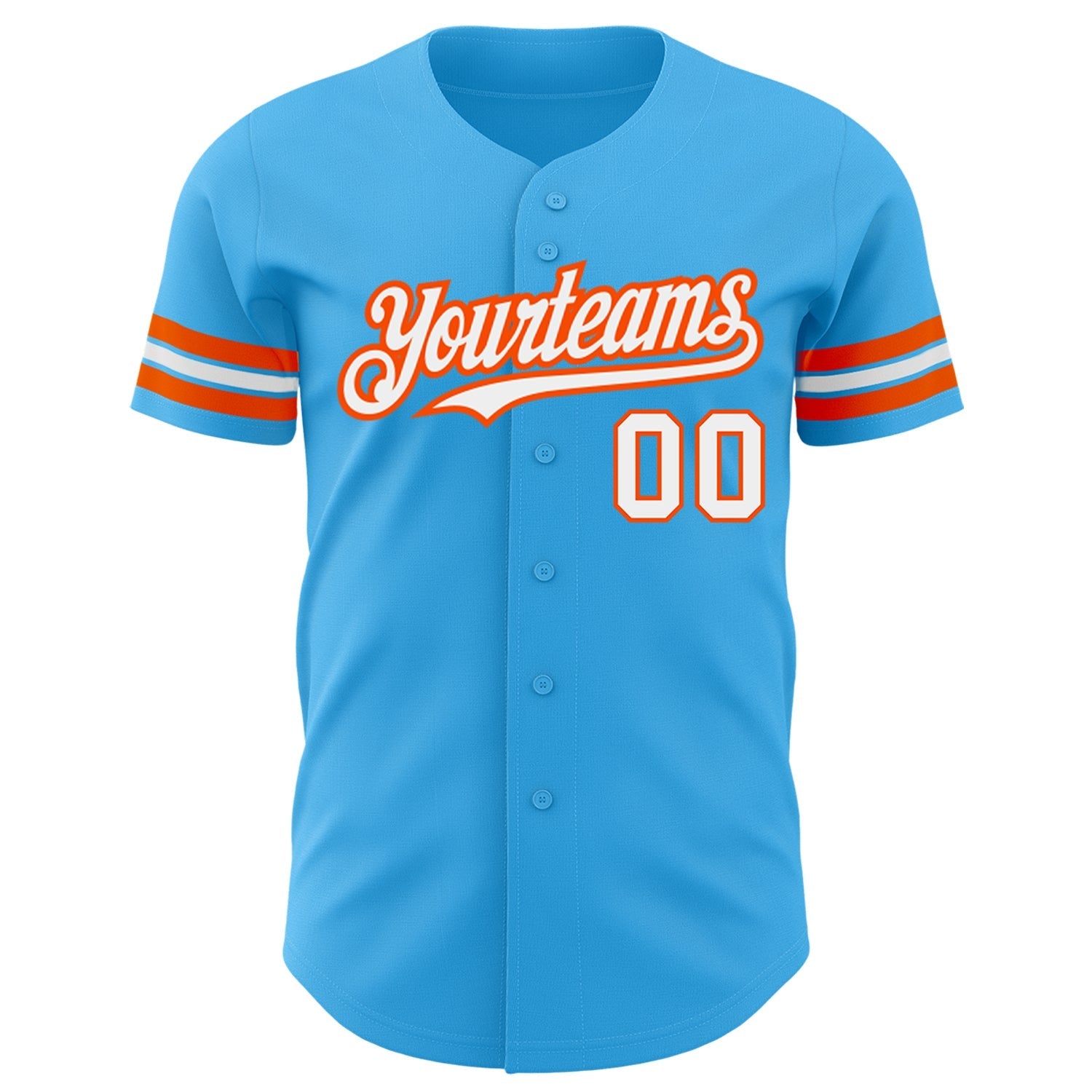 Custom Sky Blue White-Orange Authentic Baseball Jersey baseball jersey product view 2