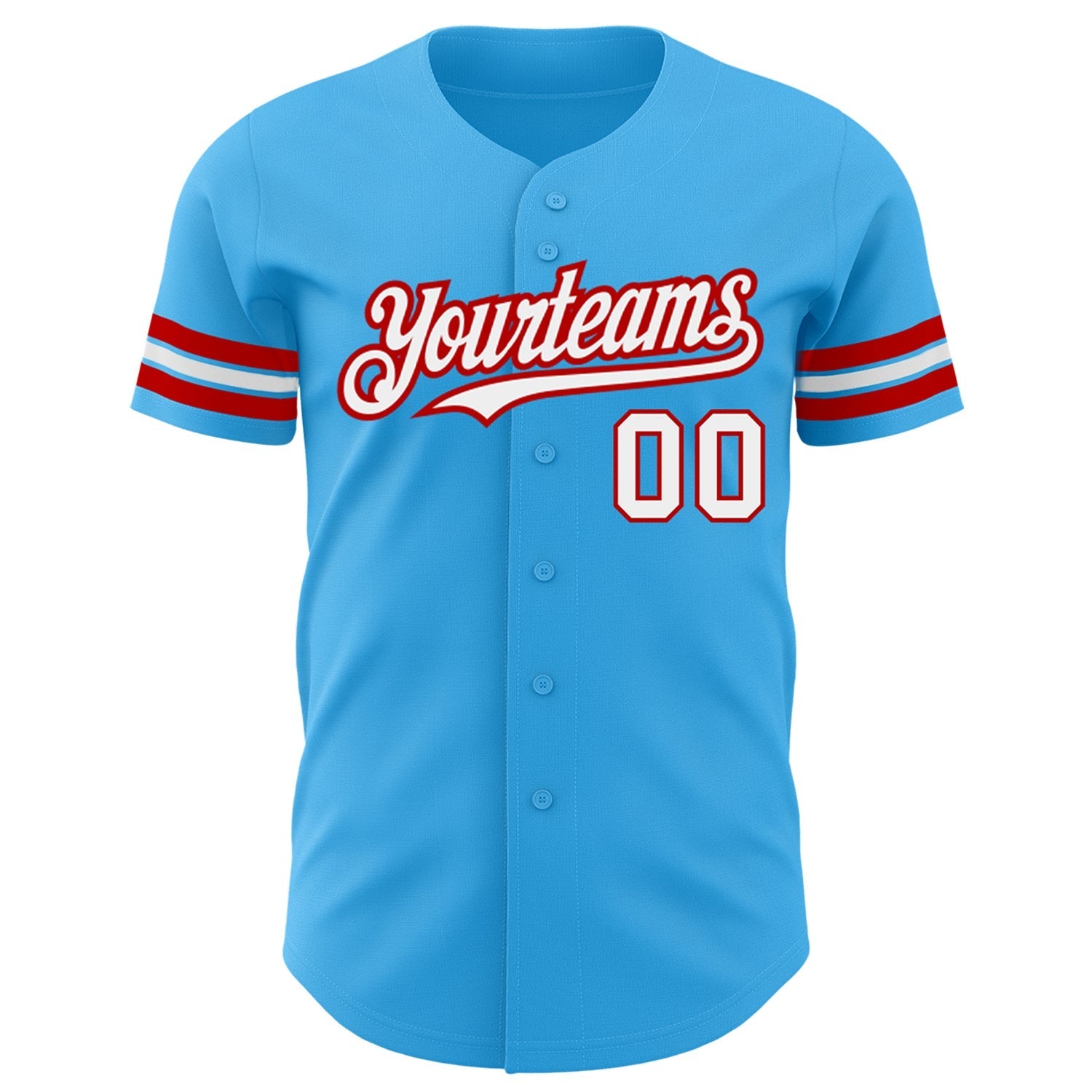 Custom Sky Blue White-Red Authentic Baseball Jersey baseball jersey product view 2