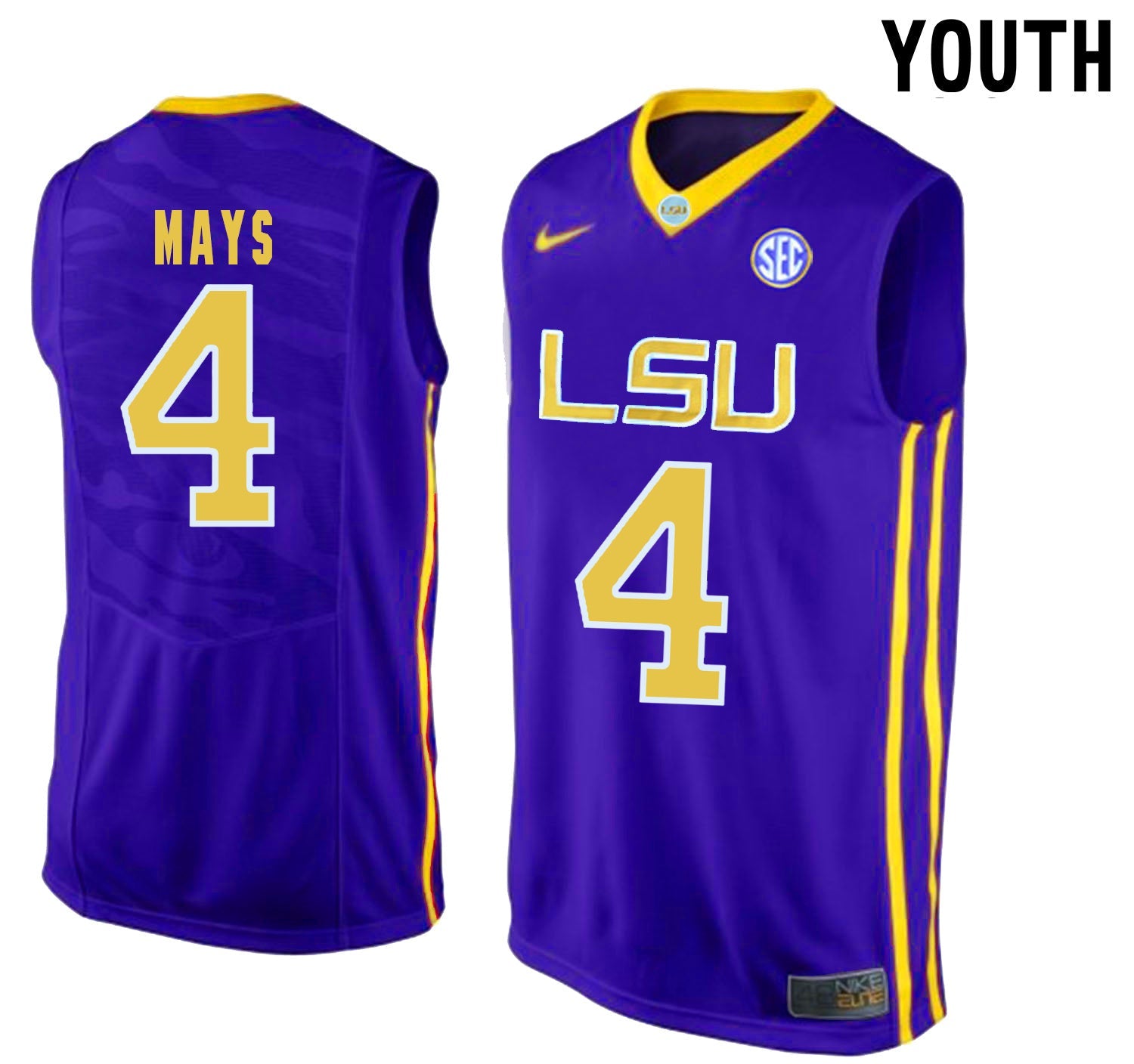 Skylar Mays 4 Purple Youth College Football Jersey football jersey product view 1