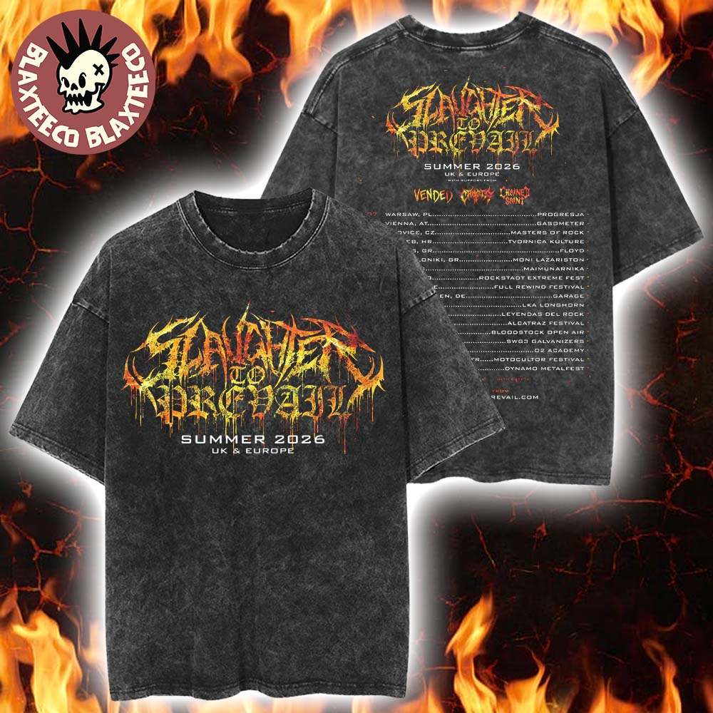 Slaughter To Prevail Summer 2026 UK And Europe Tour Schedule Dates Vintage Washed Tee Unisex T-shirt, Sweatshirt, Hoodie, Long Sleeve Tee - T-Shirt, Sweatshirt, Hoodie