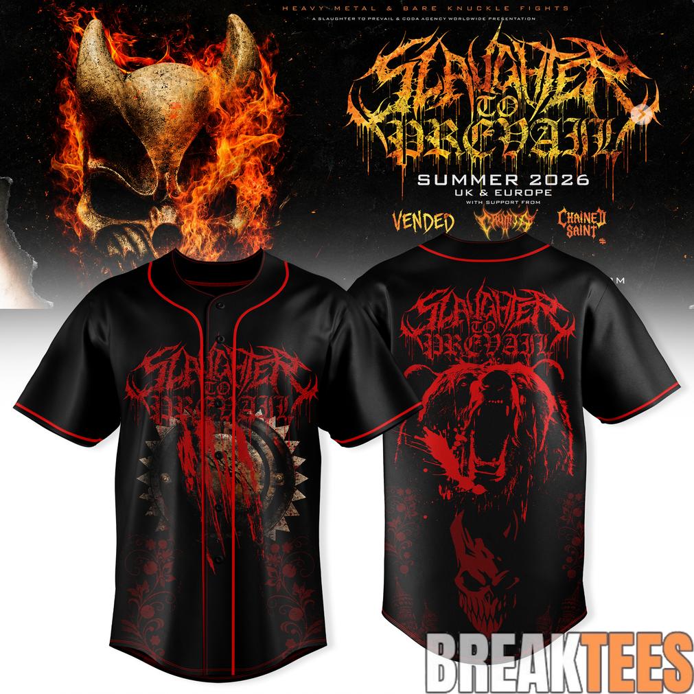 Slaughter to Prevail Summer Tour 2026 Baseball Jersey Unisex T-shirt, Sweatshirt, Hoodie, Long Sleeve Tee - T-Shirt, Sweatshirt, Hoodie