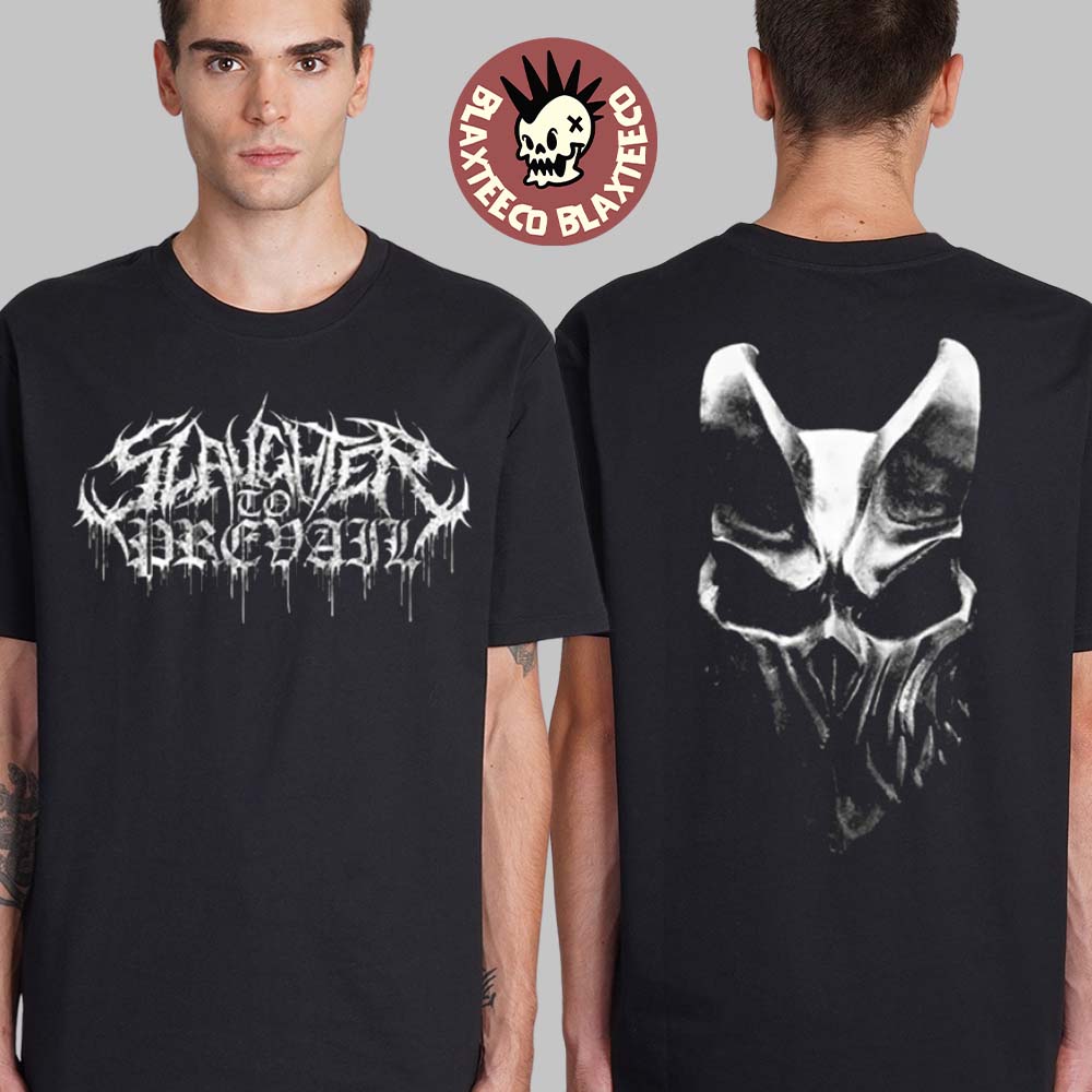 Slaughter to Prevail White Logo Mask Merch At Groove On March 25 2025 Two Sides T-Shirt Unisex T-shirt, Sweatshirt, Hoodie, Long Sleeve Tee - T-Shirt, Sweatshirt, Hoodie