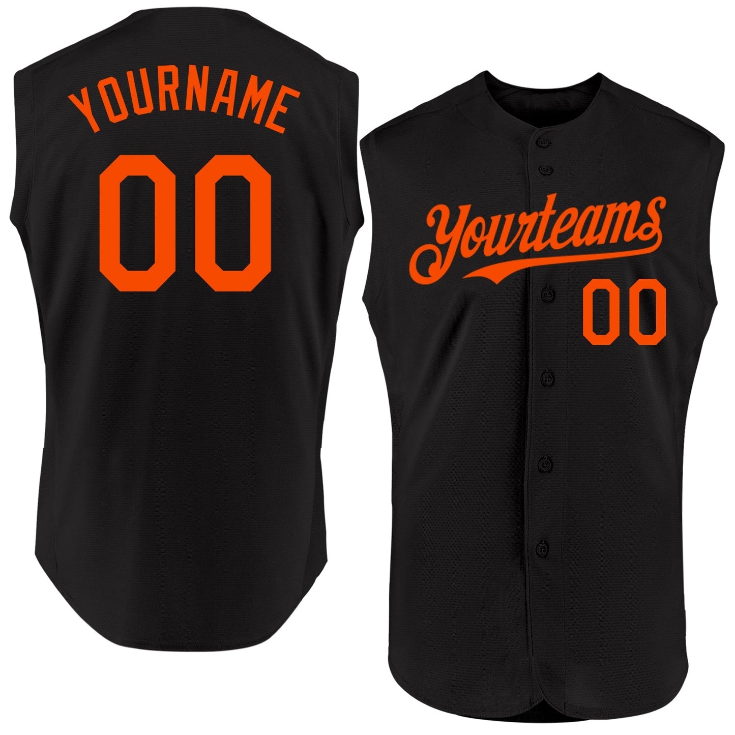 Custom Black Orange Authentic Sleeveless Baseball Jersey baseball jersey product view 1