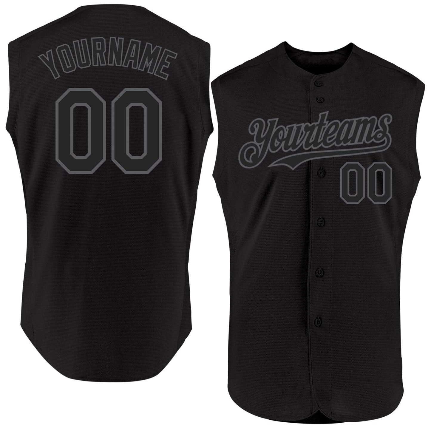 Custom Black Steel Gray Authentic Sleeveless Baseball Jersey baseball jersey product view 1