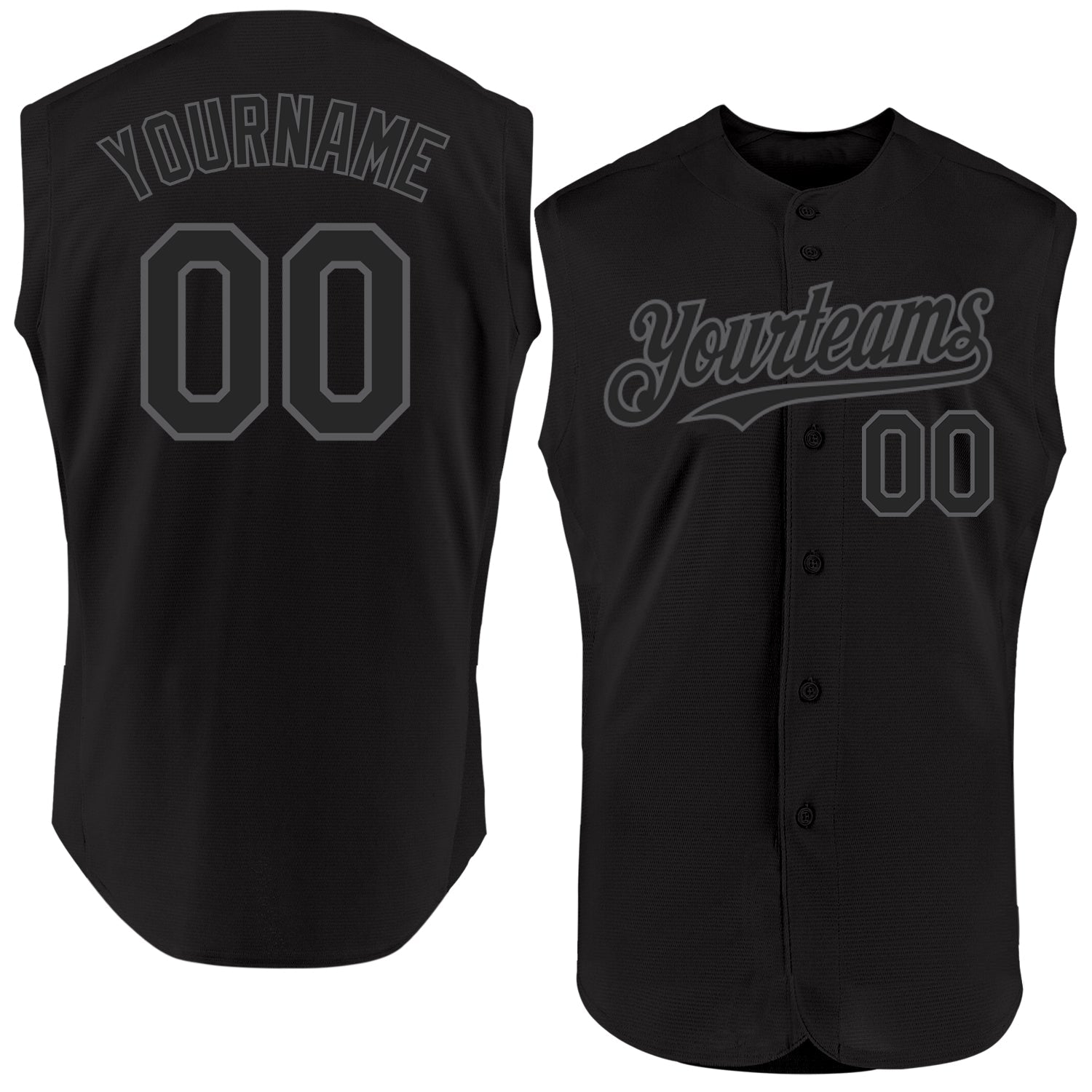 Custom Black Steel Gray Authentic Sleeveless Baseball Jersey baseball jersey product view 1