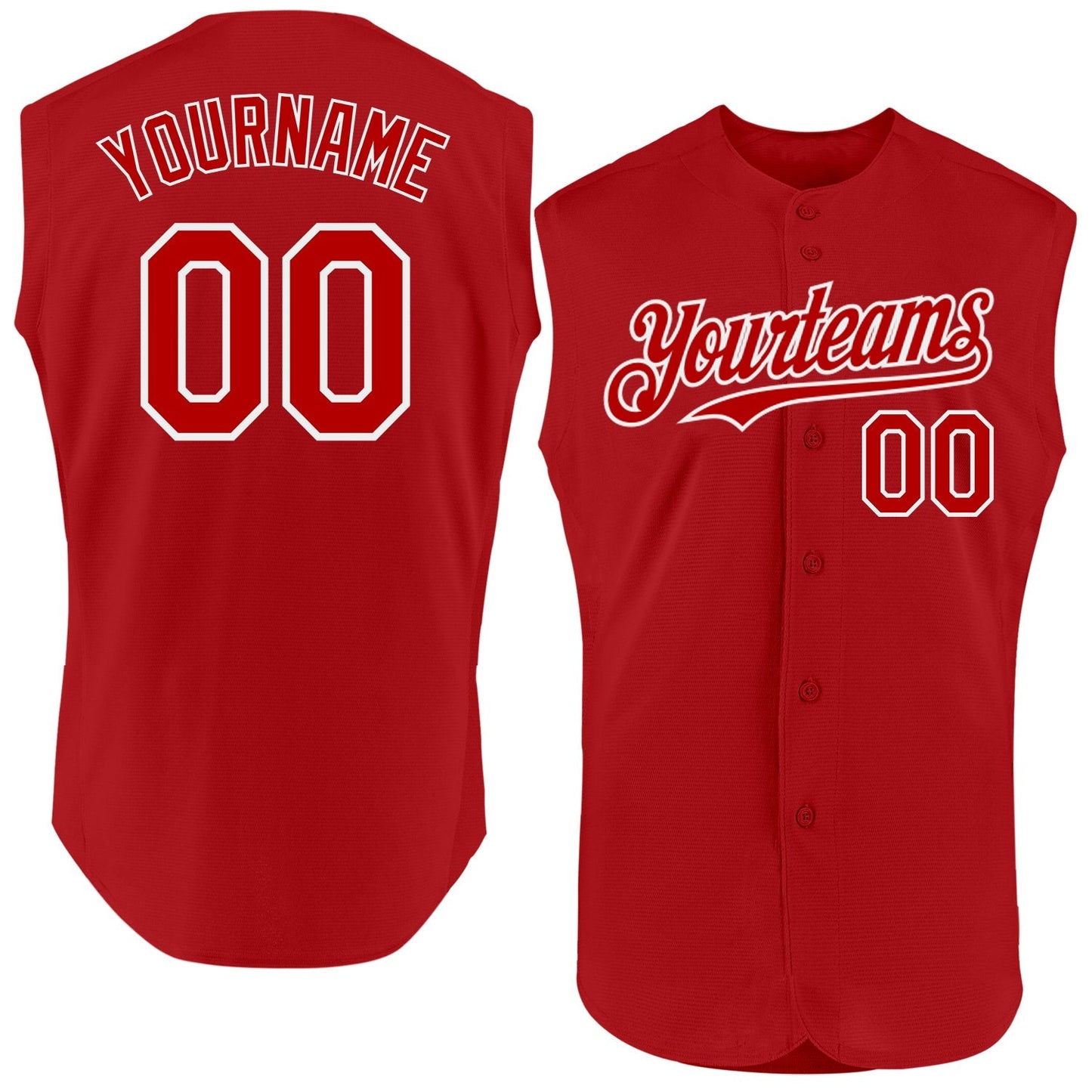 Custom Red White Authentic Sleeveless Baseball Jersey baseball jersey product view 1