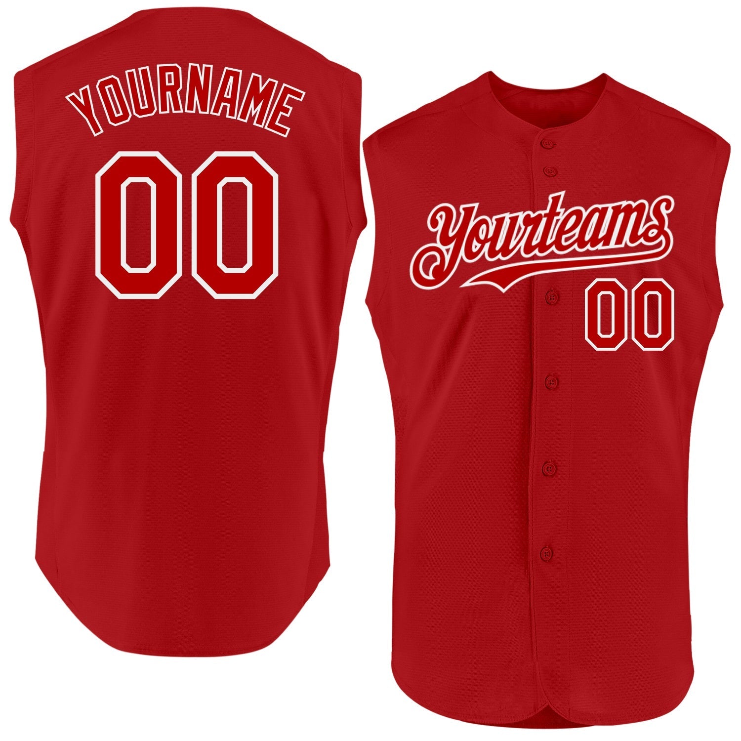 Custom Red White Authentic Sleeveless Baseball Jersey baseball jersey product view 1