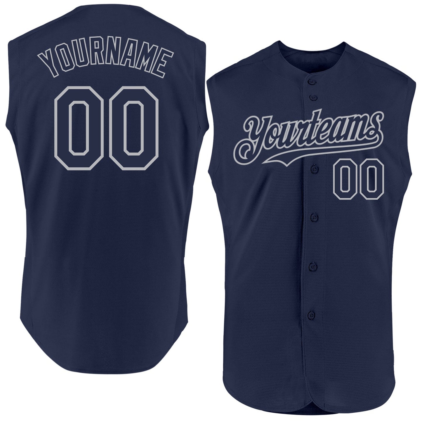 Custom Navy Gray Authentic Sleeveless Baseball Jersey baseball jersey product view 1