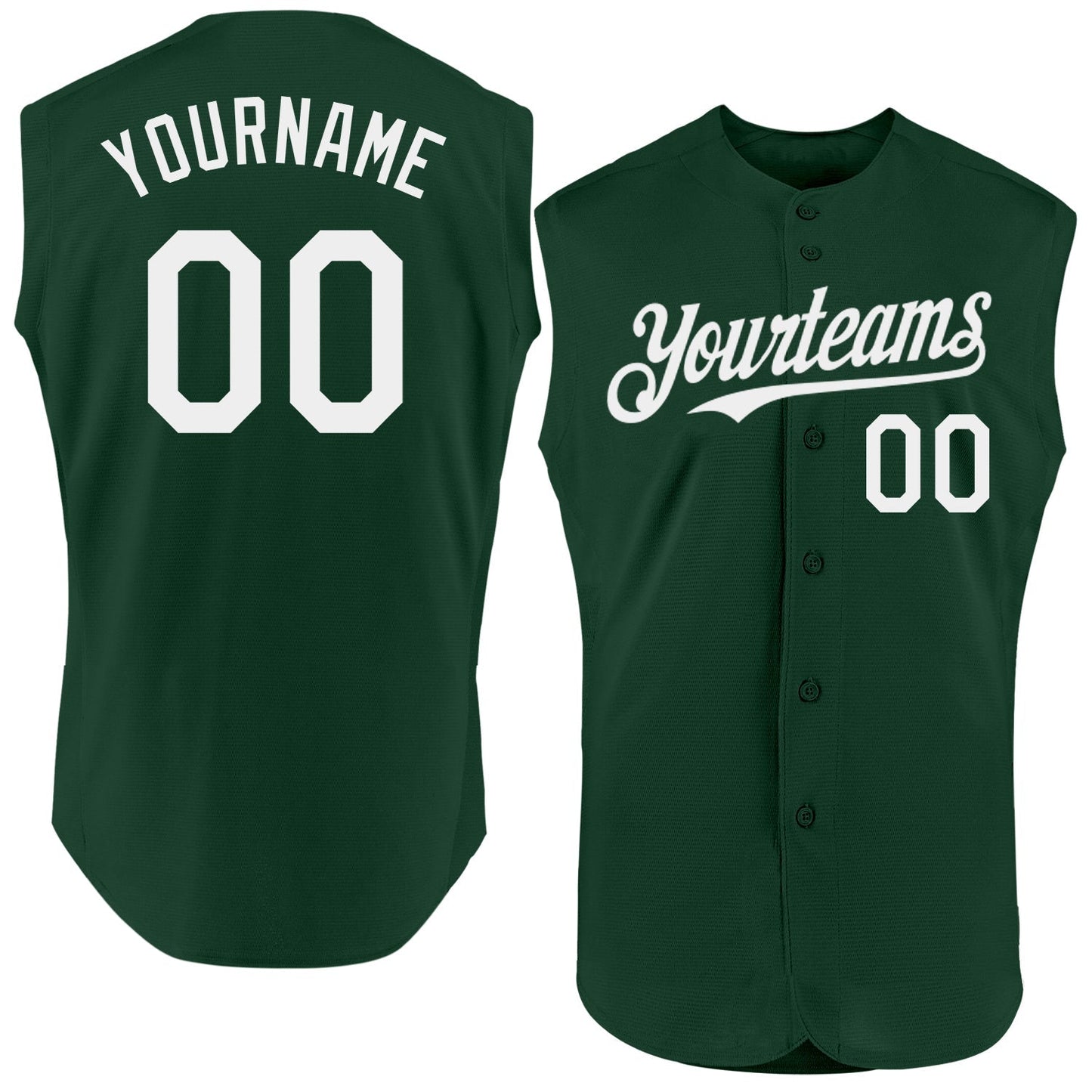 Custom Green White Authentic Sleeveless Baseball Jersey baseball jersey product view 1