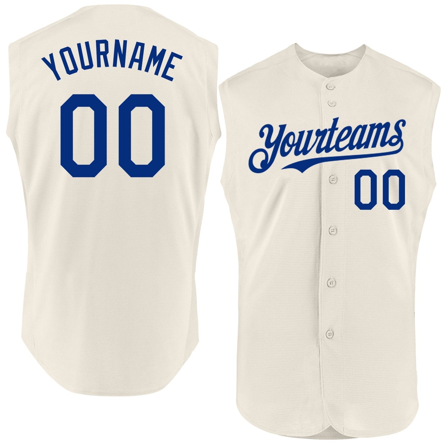 Custom Cream Royal Authentic Sleeveless Baseball Jersey baseball jersey product view 1