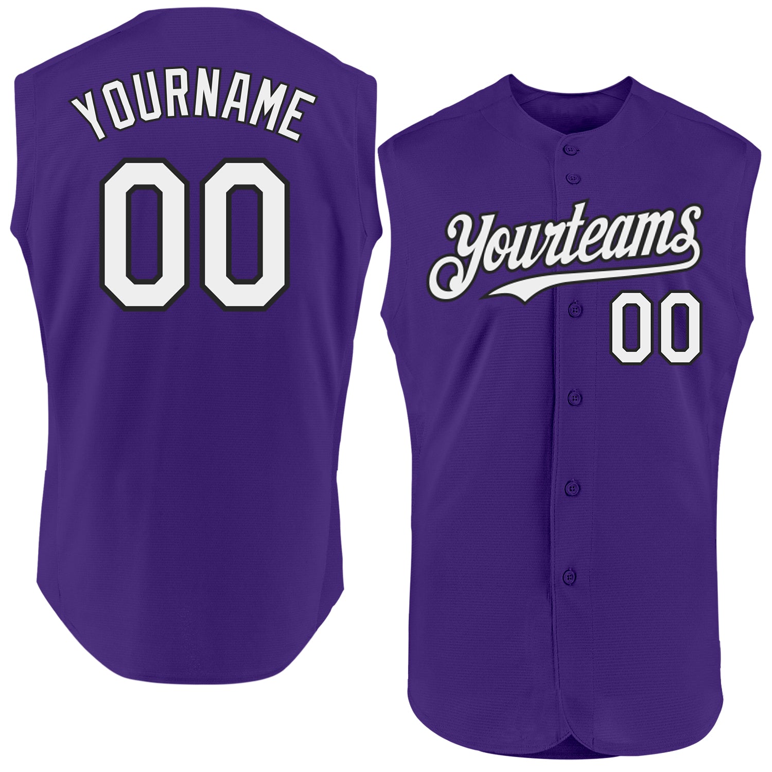Custom Purple White-Black Authentic Sleeveless Baseball Jersey baseball jersey product view 1