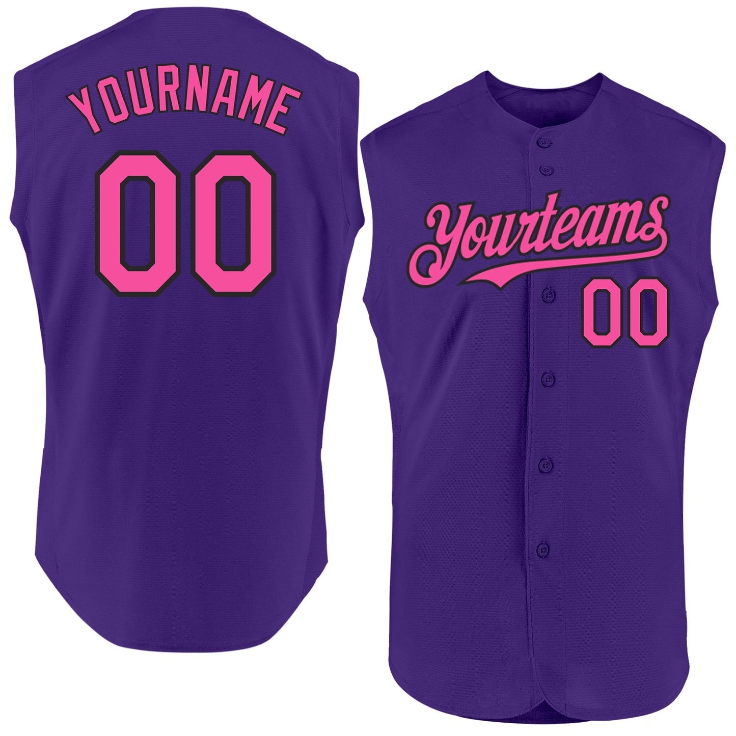 Custom Purple Pink-Black Authentic Sleeveless Baseball Jersey baseball jersey product view 1