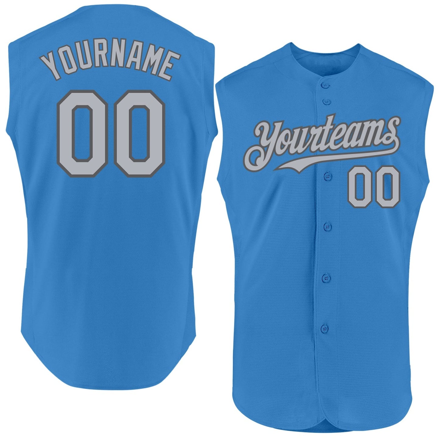 Custom Powder Blue Gray-Steel Gray Authentic Sleeveless Baseball Jersey baseball jersey product view 1