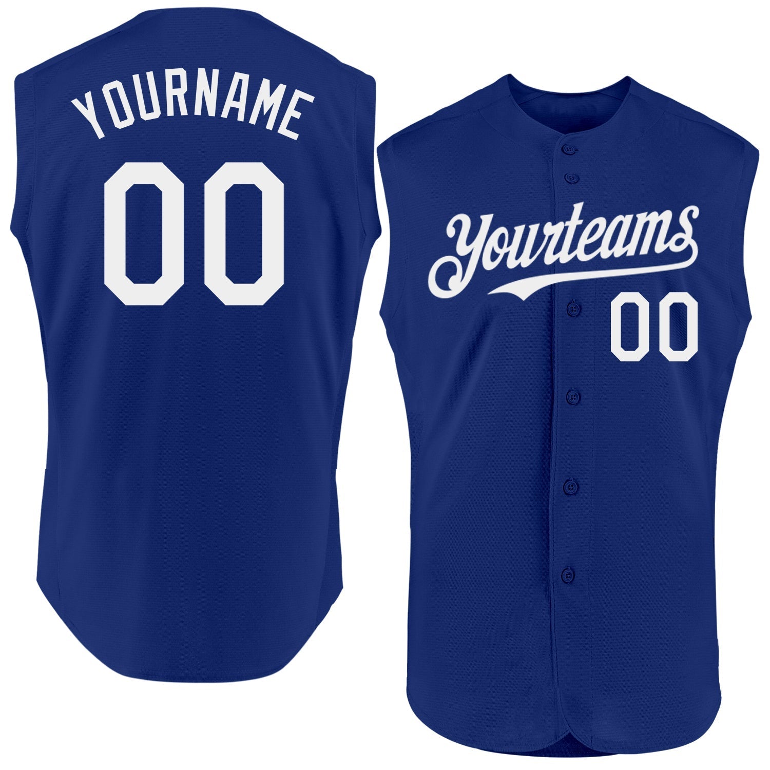 Custom Royal White Authentic Sleeveless Baseball Jersey baseball jersey product view 1